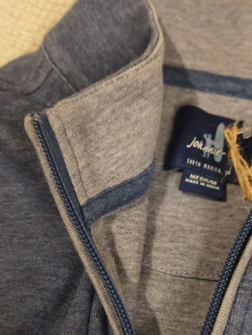 Johnnie O Men's Half-Zip Pullover Slate Blue Grey Heather Medium Double Fab Zip